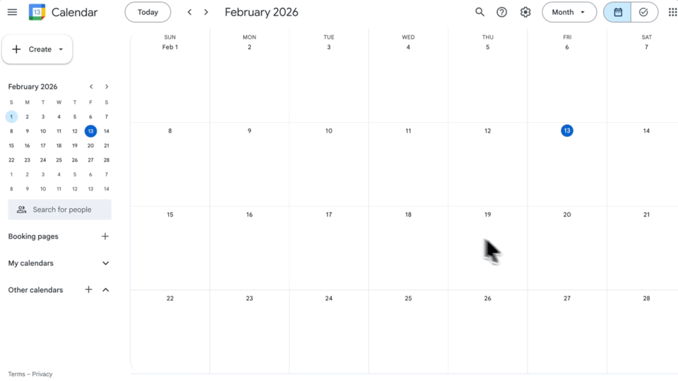 A court hearing event is added to Google Calendar and appears on the attorney's availability calendar, blocking that time slot.