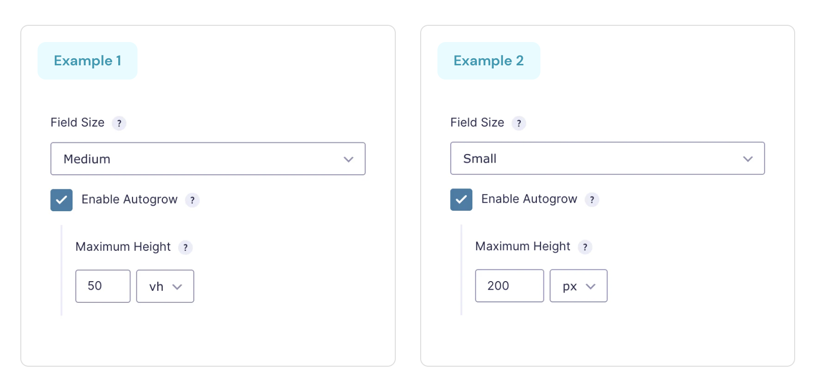 Autogrow configured per field example