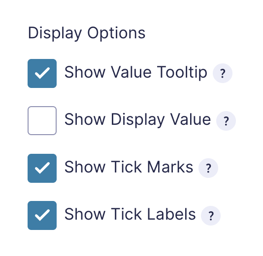 The Slider field’s display options.