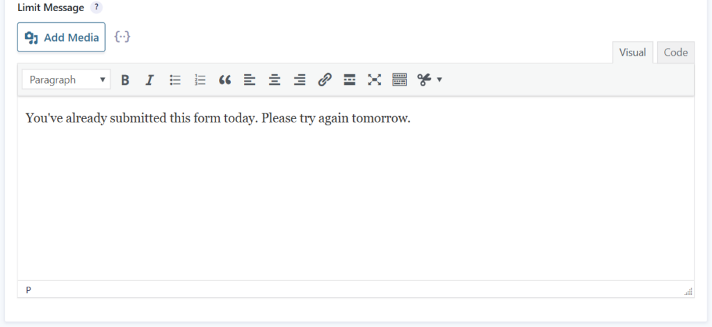 GPLS Limit message