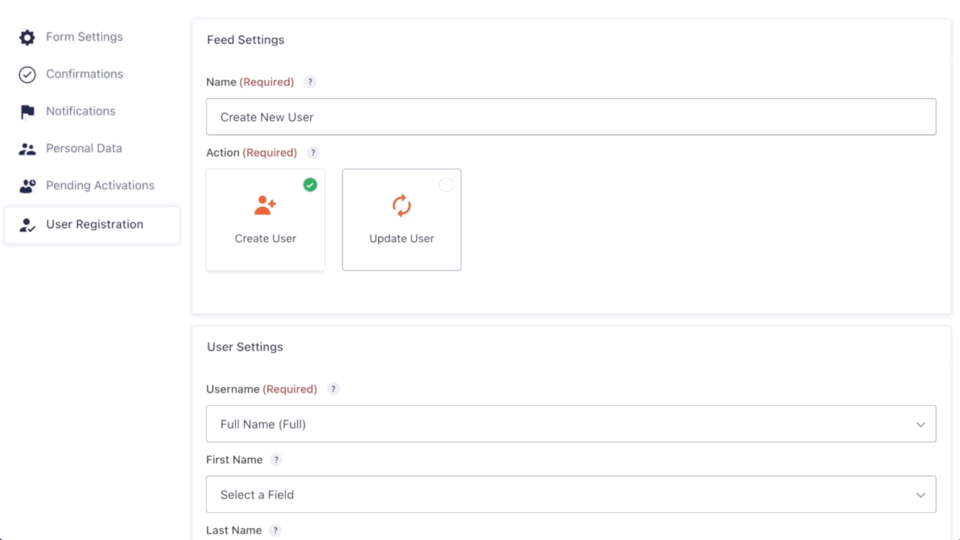 New user submits a registration form and lands signed in, no login screen shown