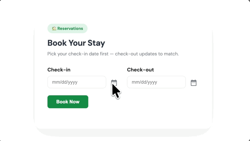 Linked Gravity Forms Date fields for check-in and check-out dates