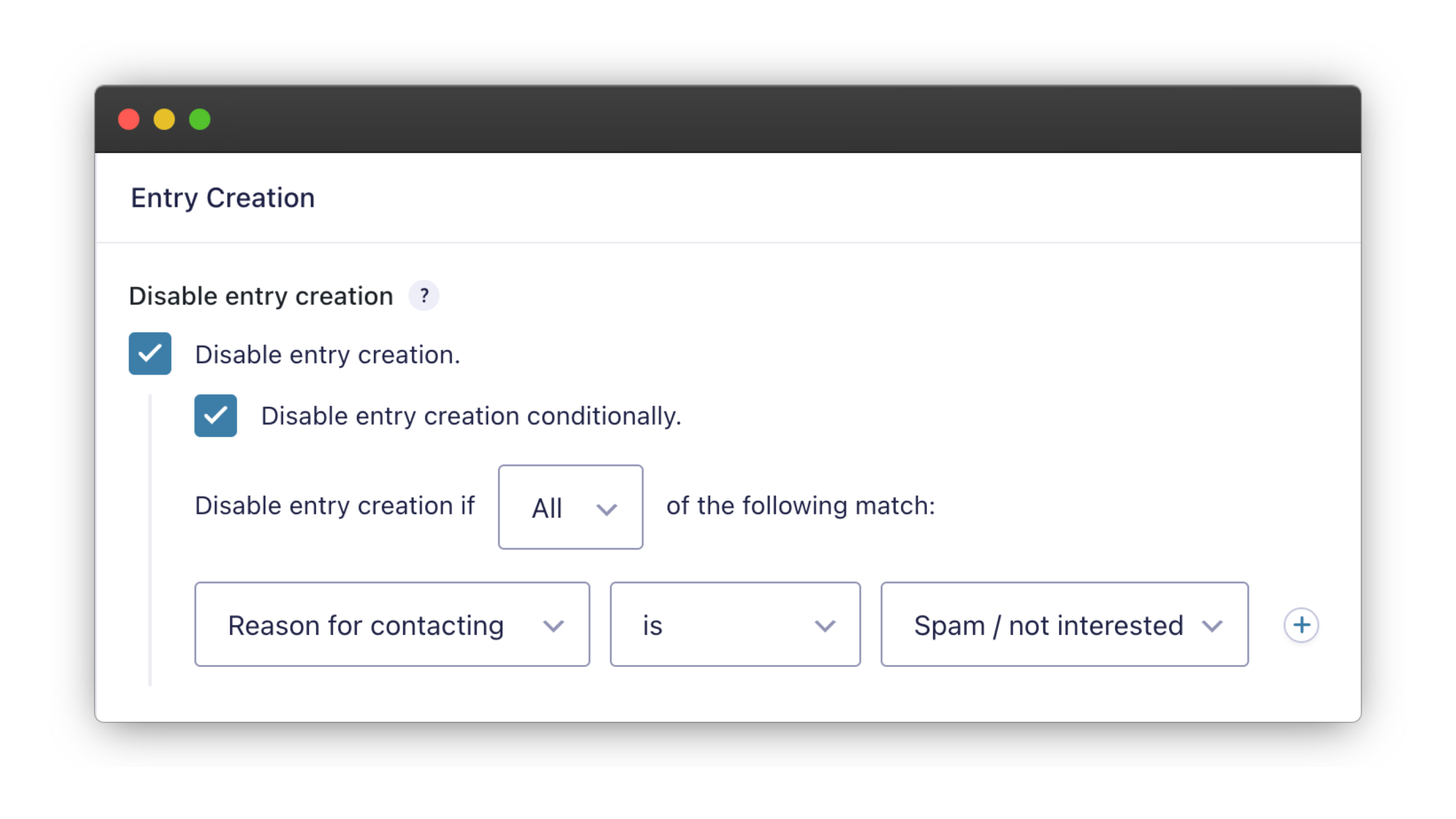 Conditional logic rule set to delete an entry only when a specific field value matches