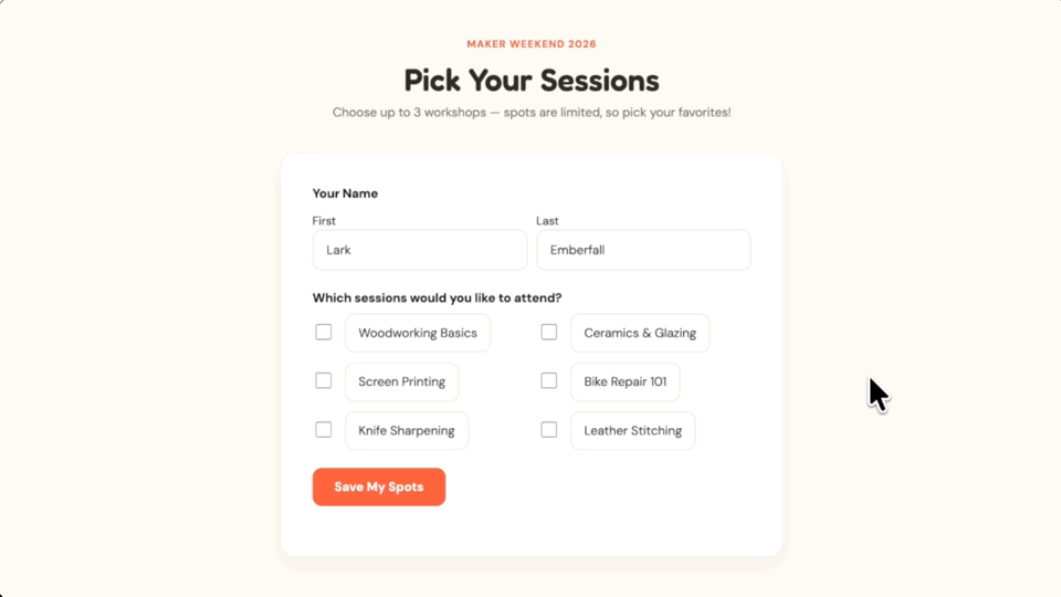Checkboxes gray out once the maximum allowed selections are reached in a Gravity Forms Checkbox field.