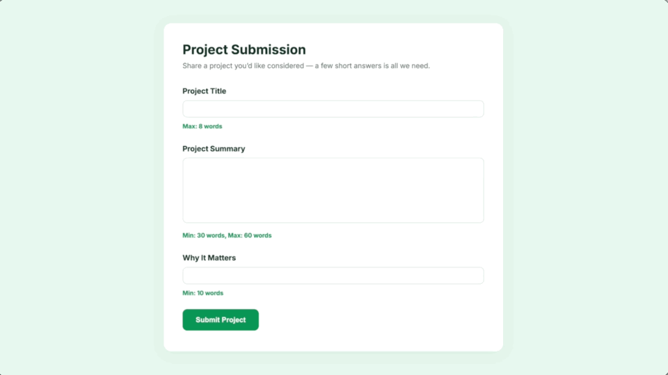 Setting separate minimum and maximum word counts on different form fields