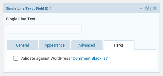 Blacklist settings for fields