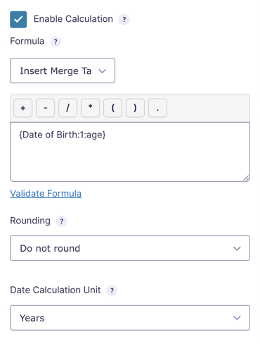 add a number field and calculate age on an age verification form