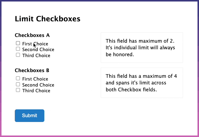 limit checkboxes new features