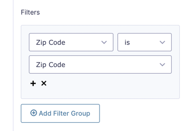 filter your form to ensure zip code values match