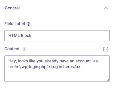 Add an HTML field and configure conditional logic