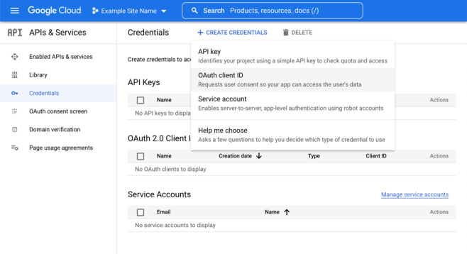 create oauth credentials in google sheets 