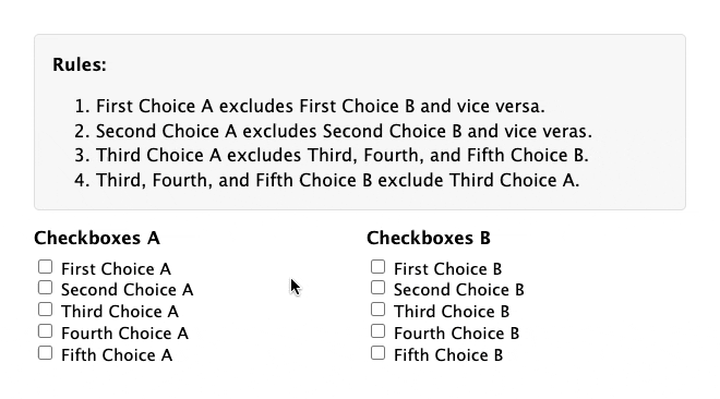 conditionally disable checkboxes