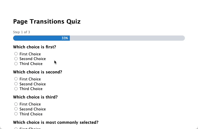 gravity forms page transitions quiz